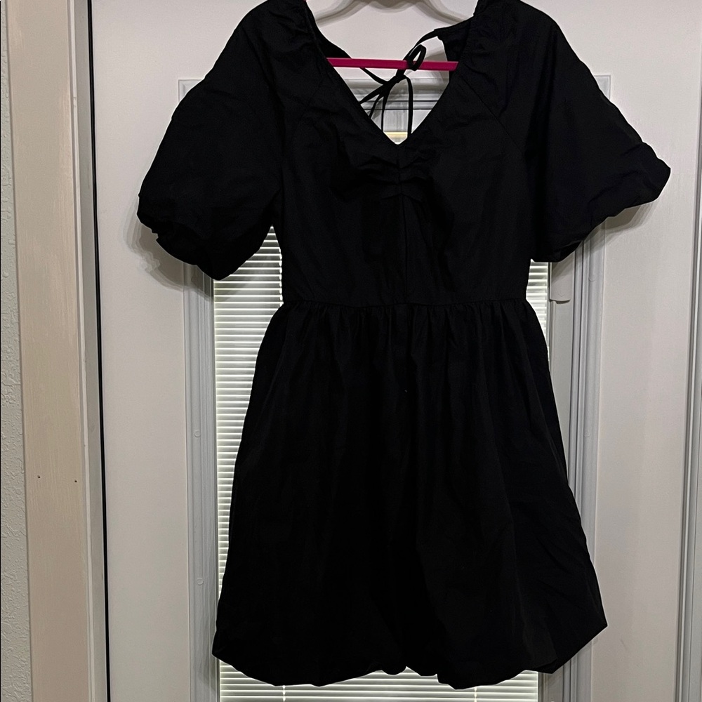 No Boundaries Elegant Black Puff Sleeve Mini Dress